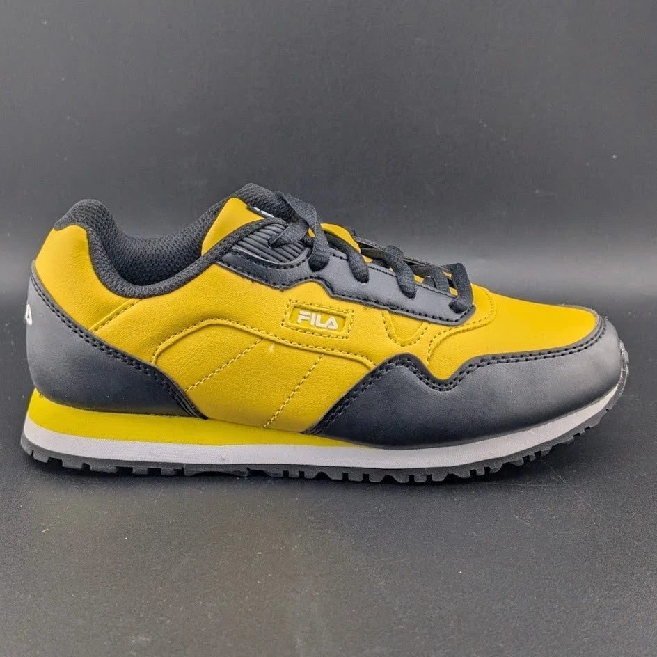 Size 2 FILA Kids Unisex Cress Color Block Sneakers Lemon/White/Black Fila