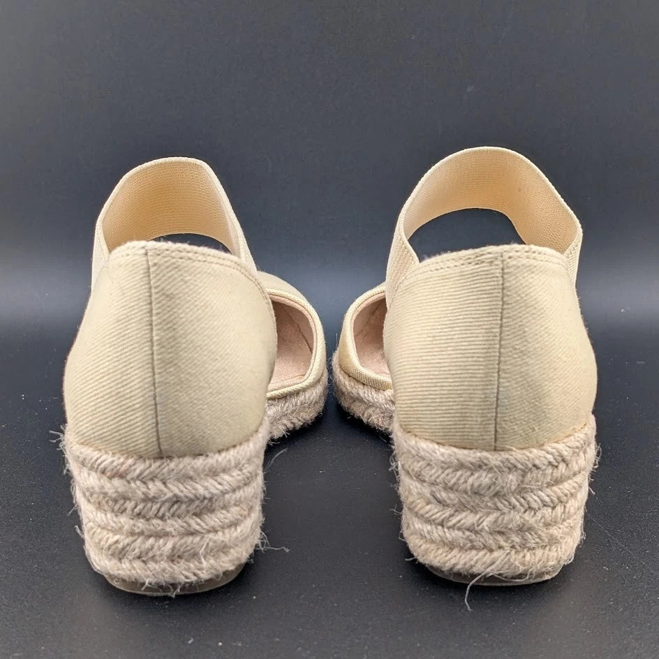 LifeStride Size 6 Wide Kaylee Espadrille Wedge Sandal Butter Denim SoleComfort.shoes