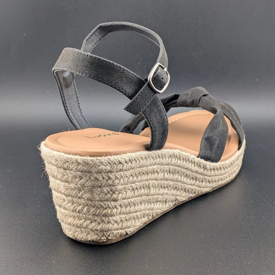 Luoika 9.5 Wide Womens Open Toe Espadrille Wedge Tie Lace Up Ankle Platforms. SoleComfort.shoes