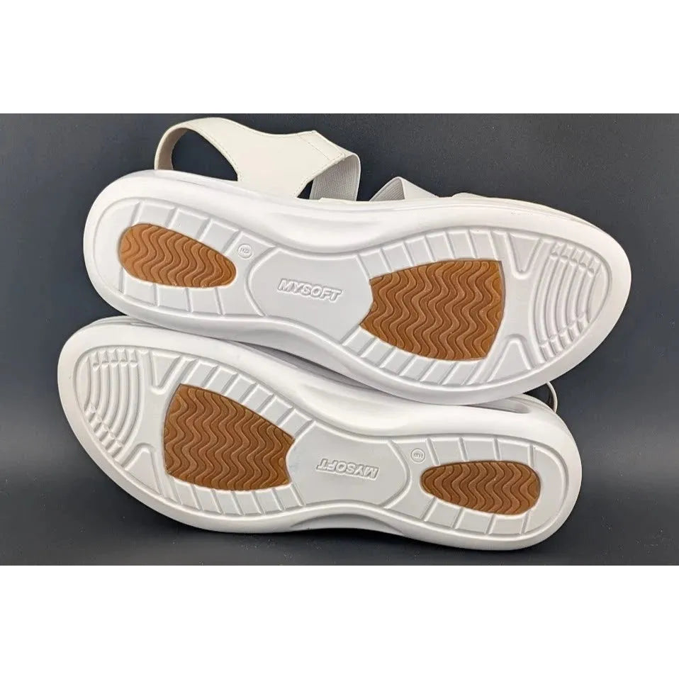 mysoft Women's Size 9 Walking Sandals Air Cushion Slingback Elastic Band Platform Shoes SoleComfort.shoes