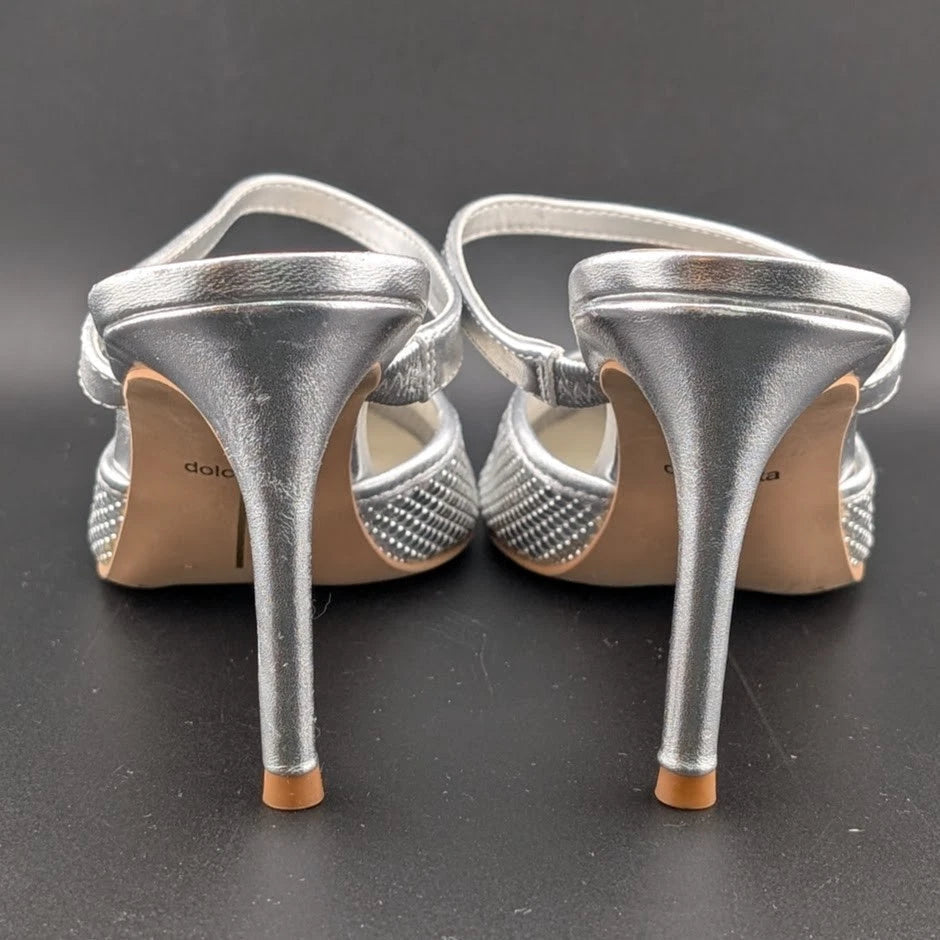New Women's 8.5 Dolce Vita Kanika Silver Dot Leather Pointed Toe Pump NWOB SoleComfort.shoes