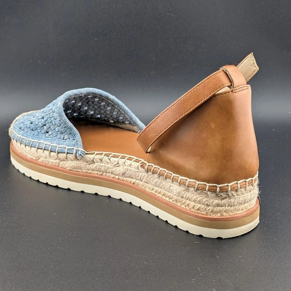 Vince Camuto Size 9.5 Women's Blue Espadrille Sandals w/ Ankle Strap Closed Toe SoleComfort.shoes