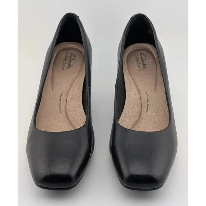 Clark’s Womens Kendall Iris Pump 2-inch Half "Stacked" Heel | Black Size 9.5 M Clarks