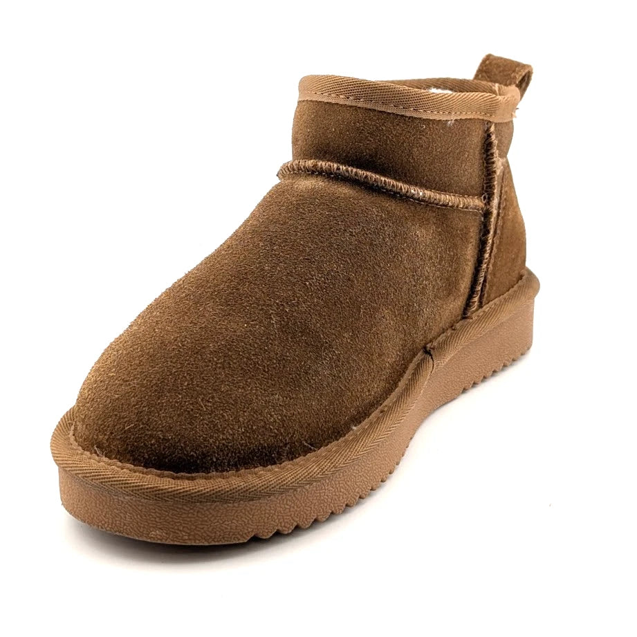 Women Size 6 Chestnut Faux Suede Booties w/ Faux Fur Lining Slip-on Boots SoleComfort.shoes