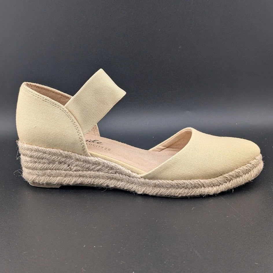 LifeStride Size 6 Wide Kaylee Espadrille Wedge Sandal Butter Denim SoleComfort.shoes