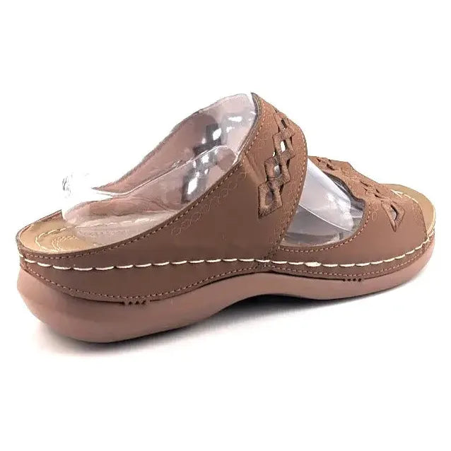 New Faux Leather Size 12 /43 Two Strap Sandal Casual Outdoor Women Flat Sandals - SoleComfort.shoes