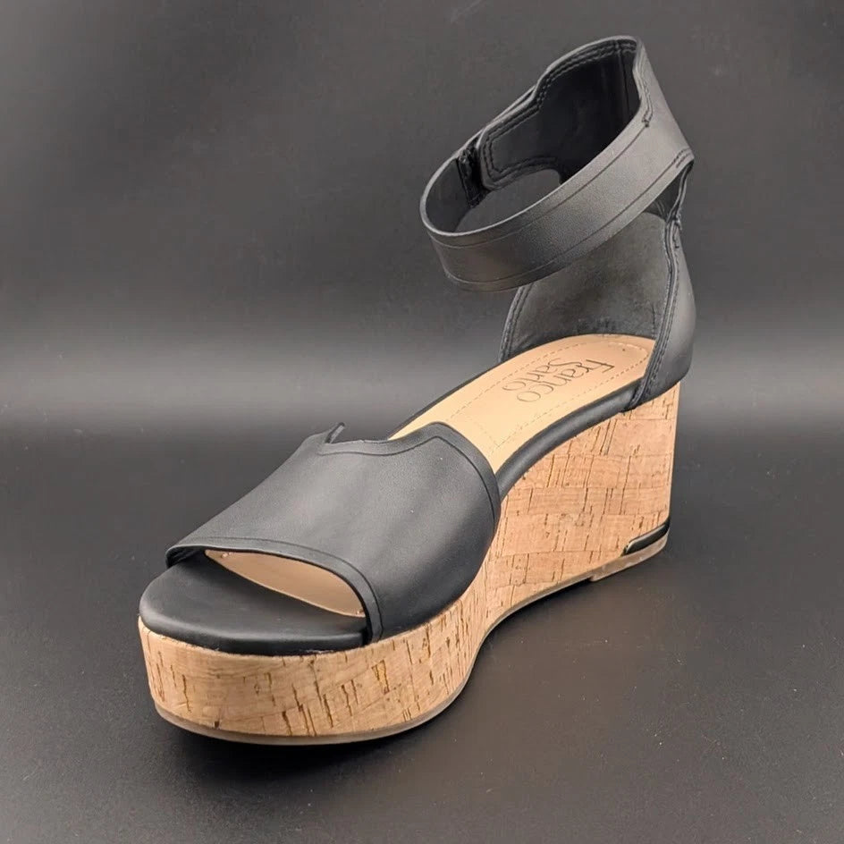 Franco Sarto Perfecto Faux Leather Platform Cork Wedge Sandal Women's 6.5 Franco Sarto