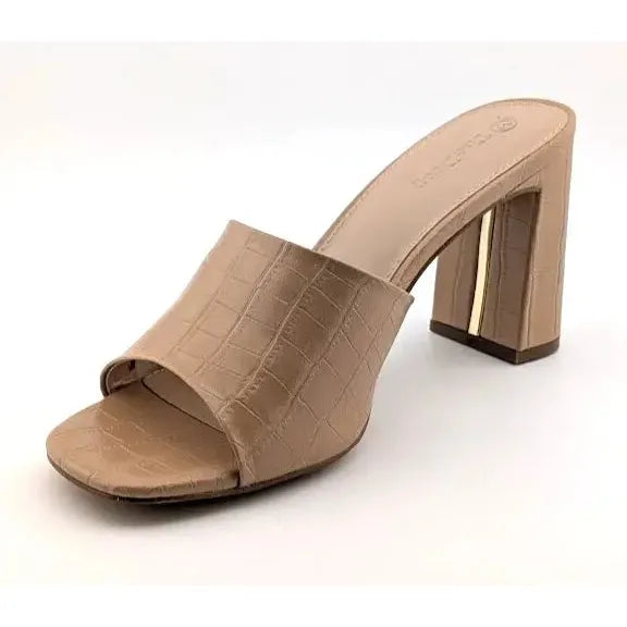 The Drop Womens Pattie High Block-Heeled Mule Sandal Size 7.5 Gold New The Drop