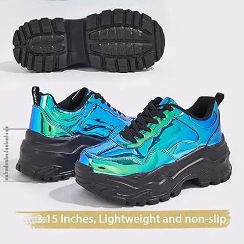 Womens Chunky Platform Fashion Sneakers Lace-Up Lightweight Athletic Shoes PROM! Unbranded