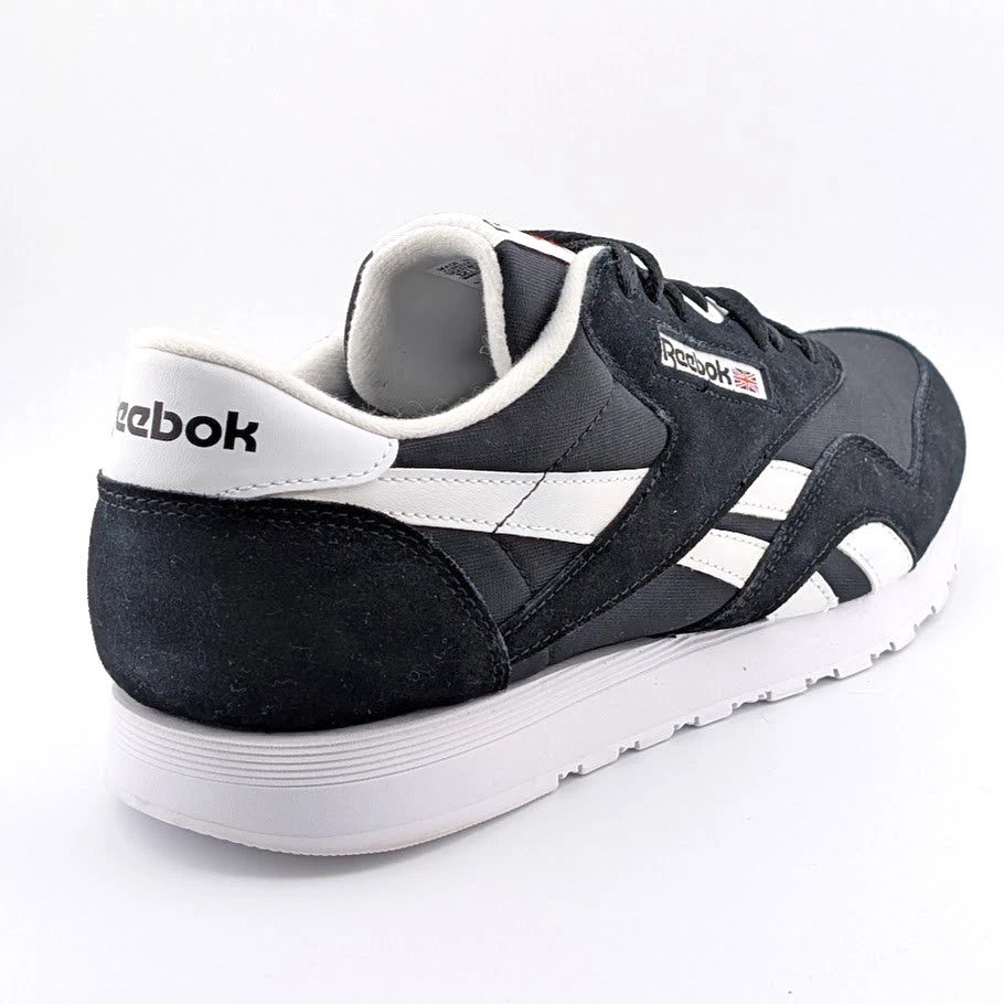 Reebok Mens Size 12 Classic Nylon Black/White Running Shoe FV1592 SoleComfort.shoes