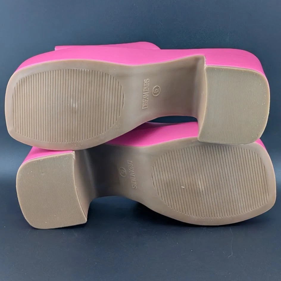 DREAM PAIRS Size 6 Women's Platform Heels Open Toe Slip On for Women High Chunky SoleComfort.shoes