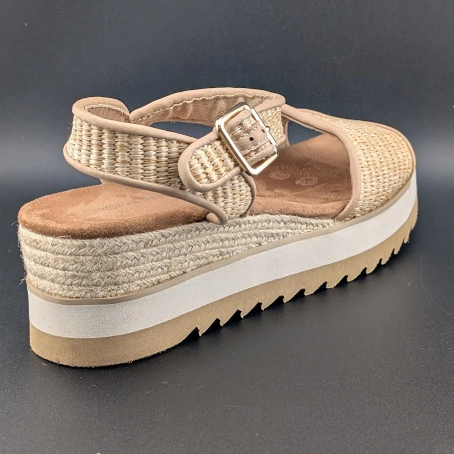 Pre-owned Women's Size 10 Dream Pairs 1-Strap Espadrille Ankle Strap Platform Sandal Wheat SoleComfort.shoes