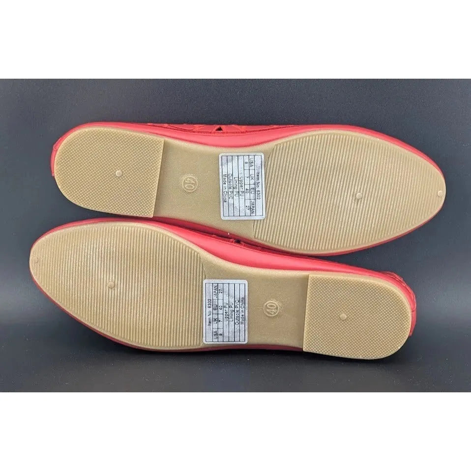 HEAWISH Women's Size 9 Slip On Floral Ballet Round Toe Dress Shoes Flats in Red SoleComfort.shoes