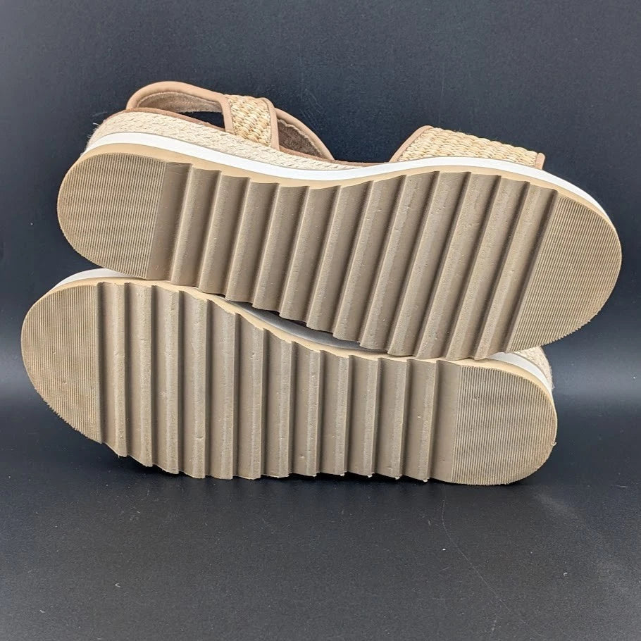 Pre-owned Women's Size 10 Dream Pairs 1-Strap Espadrille Ankle Strap Platform Sandal Wheat SoleComfort.shoes
