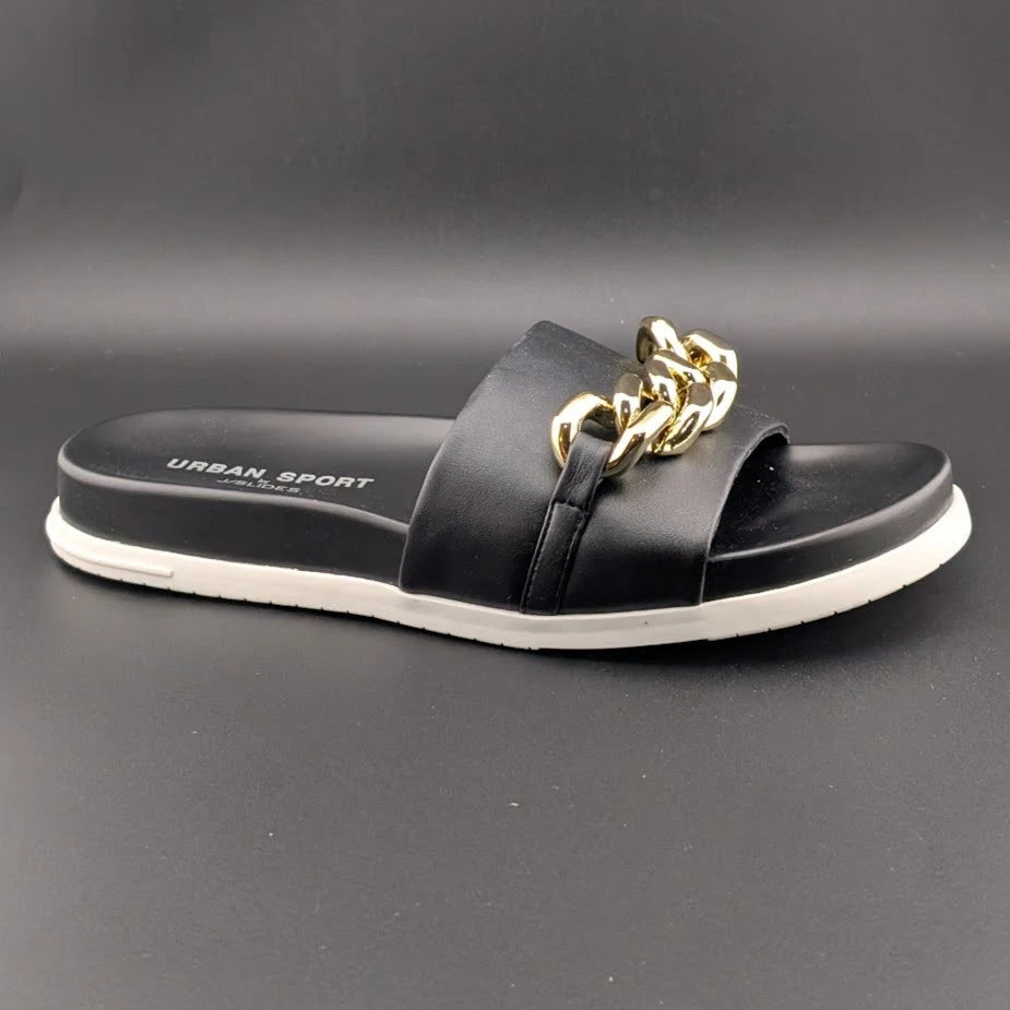 UrbanSport By J/Slides Women's Fruit Chain Comfort Sandal in Camel or Black Luxe SoleComfort.shoes