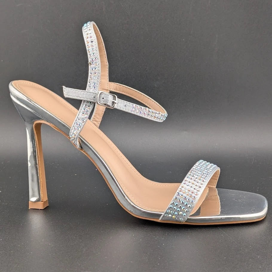 Women's Size 8.5 Stiletto High Heels Square Open Toe Sandal w/ Ankle Strap-Sexy! SoleComfort.shoes