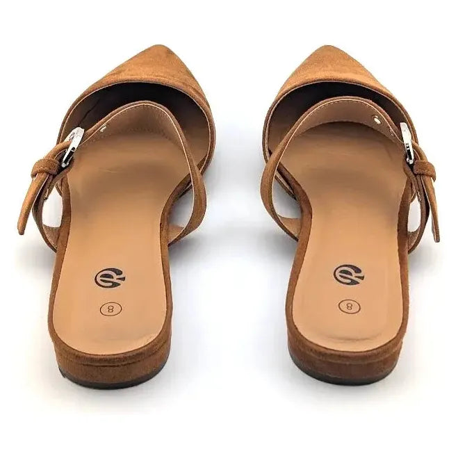 Pre-owned Rekayla Women’s Size 8 Mules, Closed Pointed Toe, Backless Loafer Shoe, Brown SoleComfort.shoes