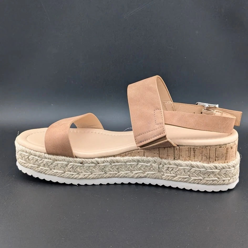Women's Size 8 Platform Espadrille Buckle Open Toe Wedge Sandal w/ Ankle Strap SoleComfort.shoes