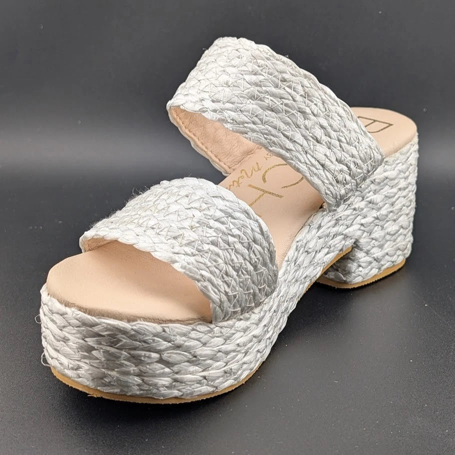 Womens Beach By Matisse Sz 9 Ocean Ave Platform Sandal Braided Raffia Block Heel Matisse