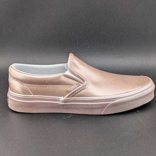 Women's Sz 6 Vans Classic Slip-on Metallic Sidewall Rose Gold VN0A38F7QTU VANS