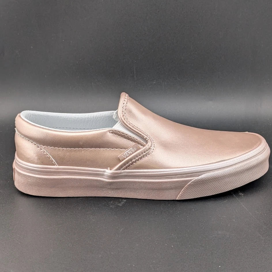 Women's Sz 6 Vans Classic Slip-on Metallic Sidewall Rose Gold VN0A38F7QTU VANS
