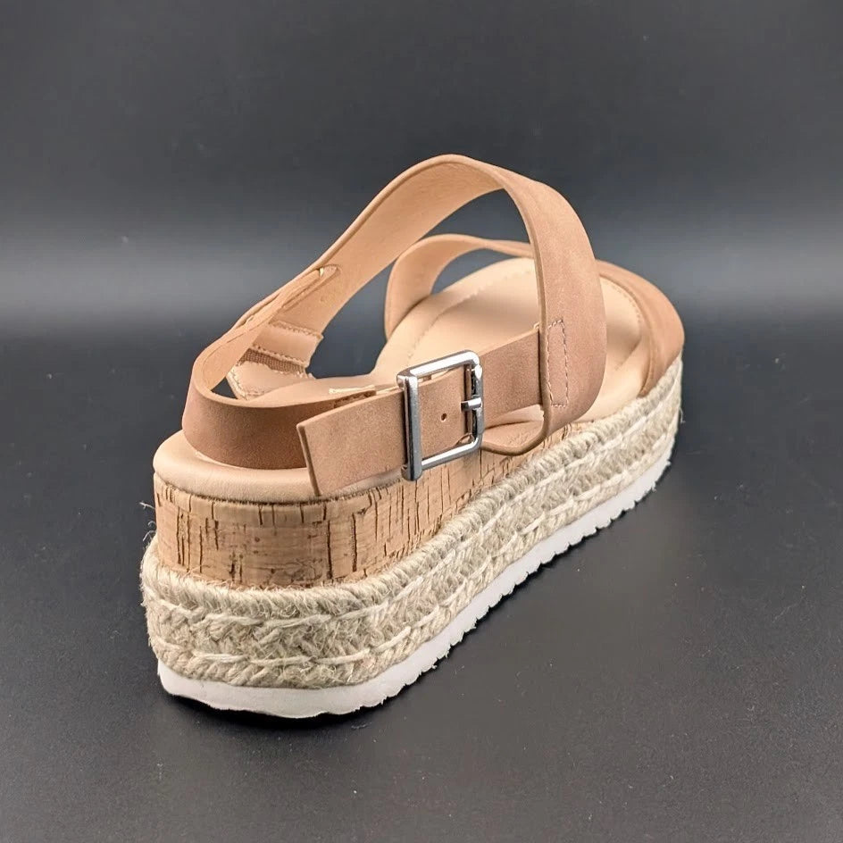 Women's Size 8 Platform Espadrille Buckle Open Toe Wedge Sandal w/ Ankle Strap SoleComfort.shoes