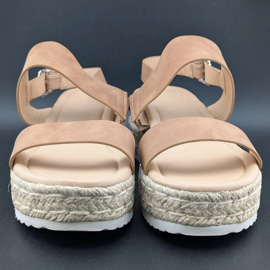 Women's Size 8 Platform Espadrille Buckle Open Toe Wedge Sandal w/ Ankle Strap SoleComfort.shoes