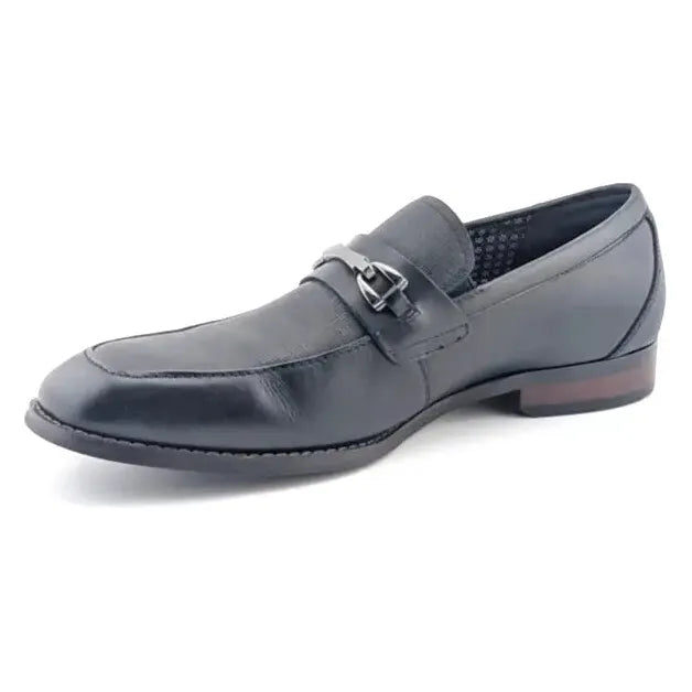 Stacy Adams Kaylor Moc Toe Bit Slip-On Loafers - Men's Size 8.5W Black Leather - SoleComfort.shoes