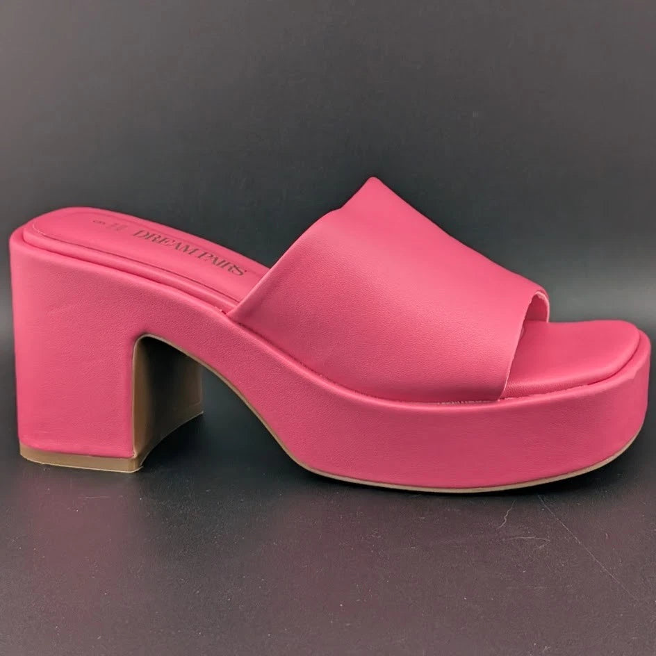 DREAM PAIRS Size 6 Women's Platform Heels Open Toe Slip On for Women High Chunky SoleComfort.shoes