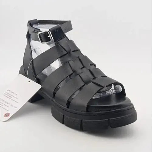 Women's Size 8 Aqua College Waterproof Fisherman Sandal Black PU Leather Aqua College