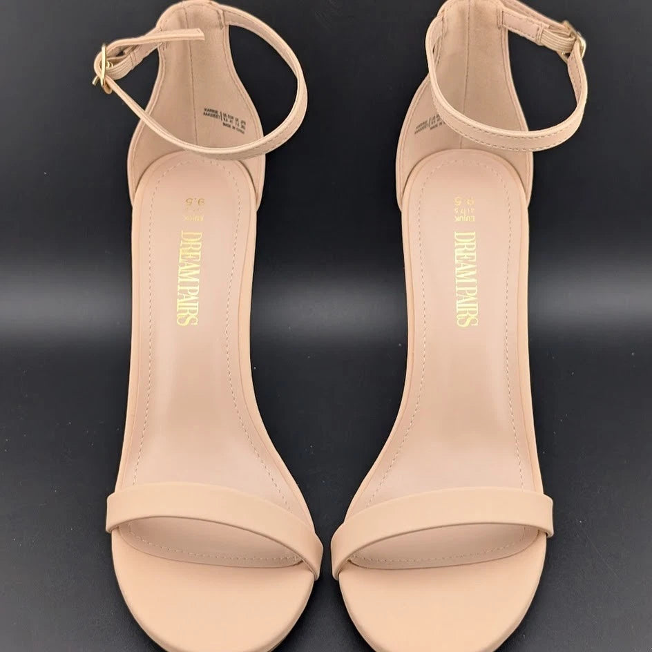 Womens Sz 9.5 High Heels Flower Ankle Strap Stiletto Round Open Toe Sexy Sandals SoleComfort.shoes