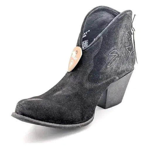Ariat Women's Size 8 Layla Western Ankle Boots Distressed Black Suede - 10046888 Ariat