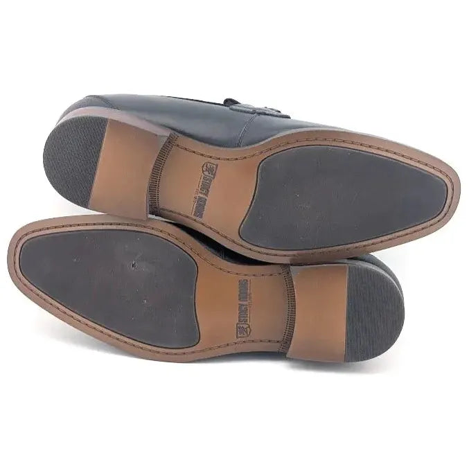 Stacy Adams Kaylor Moc Toe Bit Slip-On Loafers - Men's Size 8.5W Black Leather - SoleComfort.shoes
