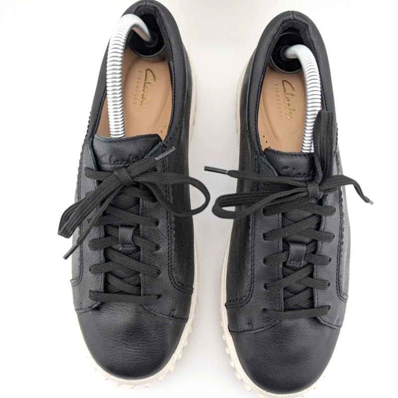 Clarks Women's Size 10W Mayhill Platform Walking Shoe in Black Leather Clarks
