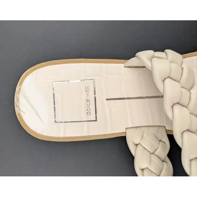 Dolce Vita Womens Size 8 Indy Champagne Nude Leather Braided Straps Flat Sandals Dolce Vita