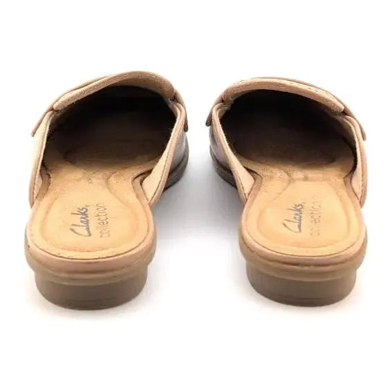 Clarks Collection Size 6 Wide Perforated Leather Mules Lyrical Rose Warm Beige Clarks