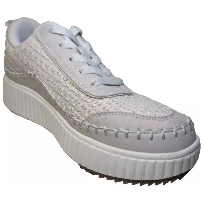 Pre-Owned DREAMPAIRS Size 8.5W Platform Sneakers Woman's Lace Up Creme Cushioned Shoes Dream Pairs