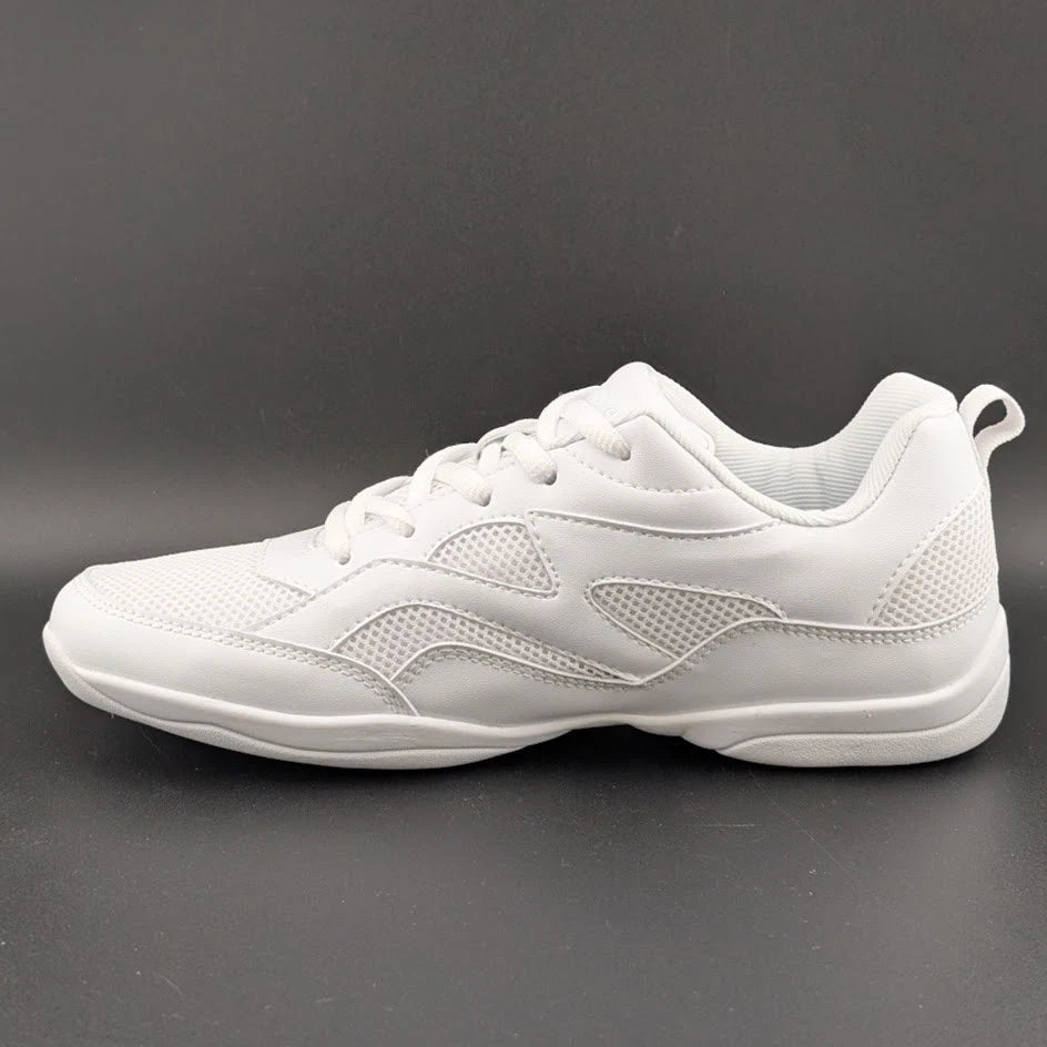 Smapavic Womens Size 7 ( EU 37) White Faux Leather Athletic Cheer Sneaker Shoes SoleComfort.shoes