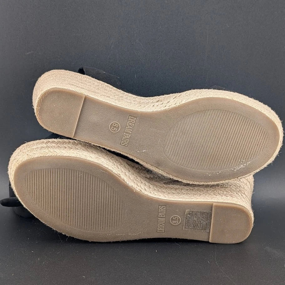 DREAM PAIRS Womens Sz 8.5 Open Toe Espadrille Wedge Tie Lace Up Ankle Platforms. SoleComfort.shoes