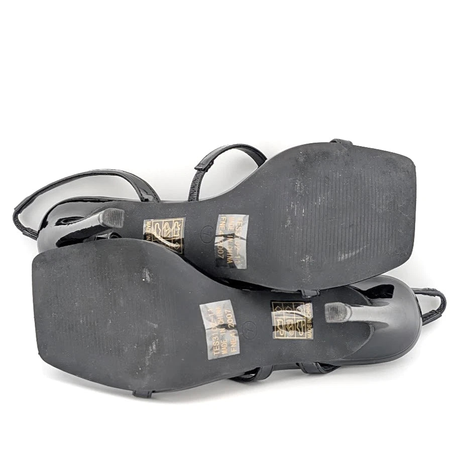 Women Sz 7 High Stiletto Heels Square Open Toe Sandal Ankle Strap Sexy Elis Tang SoleComfort.shoes