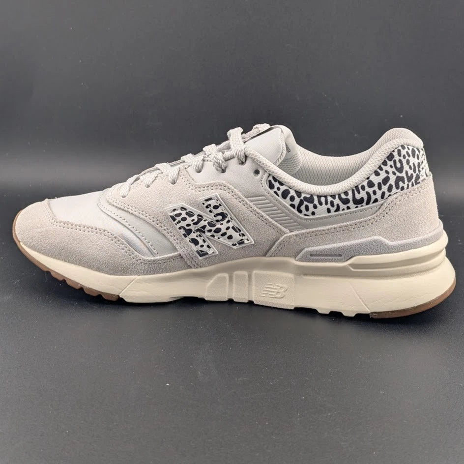 Women's Sz 8.5 New Balance 997H Sneaker Gray/White Leather/Textile Leopard Print SoleComfort.shoes