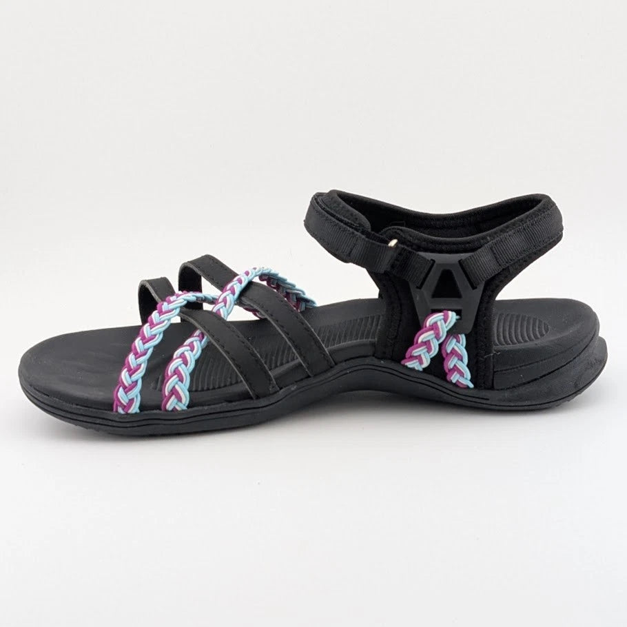 DUINN Size 38 (US 7-7.5) Wos Hiking Sport Walk Sandal Adjustable Straps Black SoleComfort.shoes