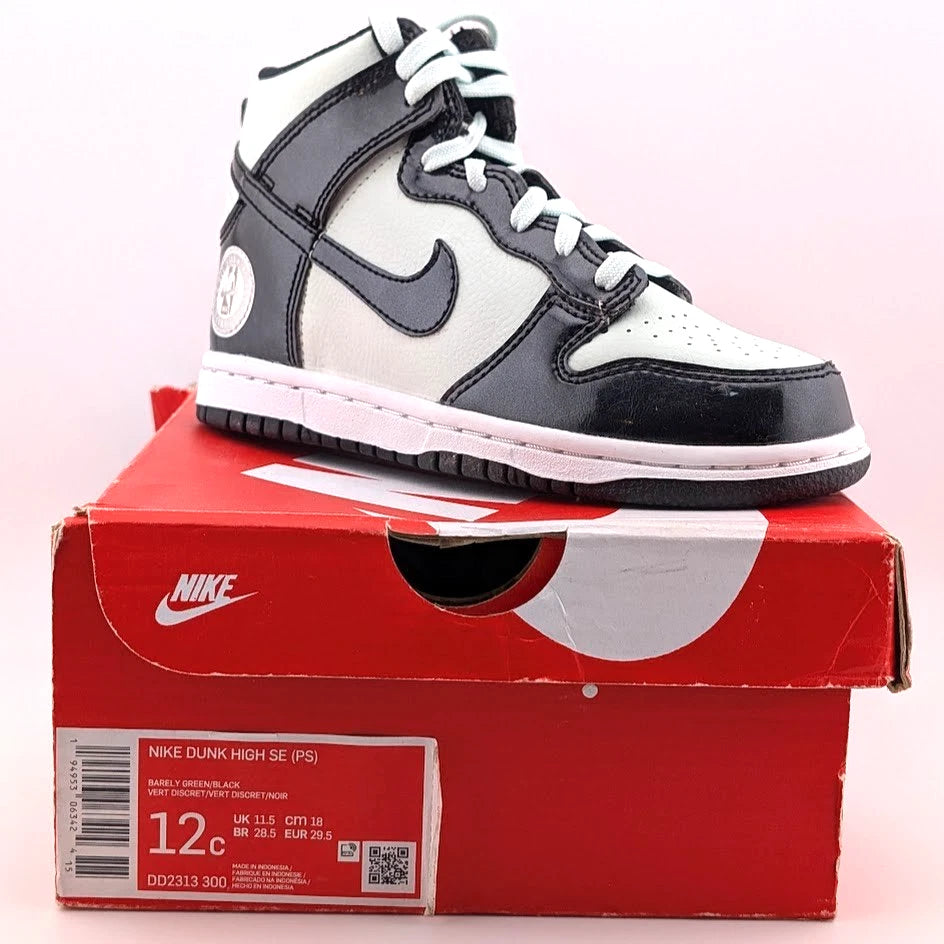 New Childs Nike Dunk High SE (PS) NBA All Star Barely Green / Black Patent Size 12C Nike