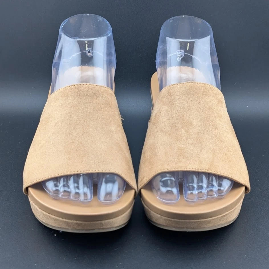 Carlos Santana Delphina Khaki Faux Suede Mules Size 8.5 Excellent Pre-own SoleComfort.shoes