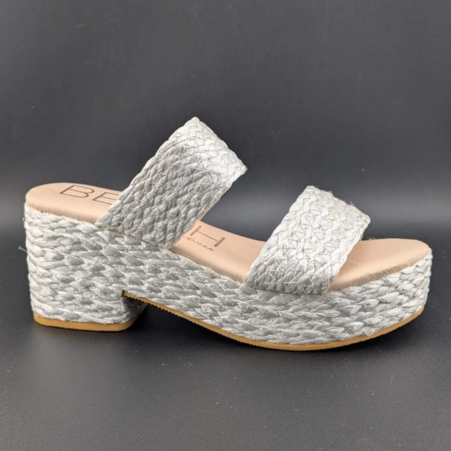 Womens Beach By Matisse Sz 9 Ocean Ave Platform Sandal Braided Raffia Block Heel Matisse