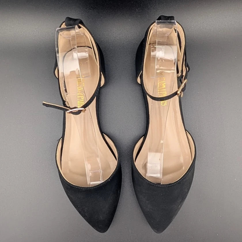 Women Size 8 D'Orsay Dress Flat Ankle Strap Wedge Pump Toe Ankle Strap SoleComfort.shoes