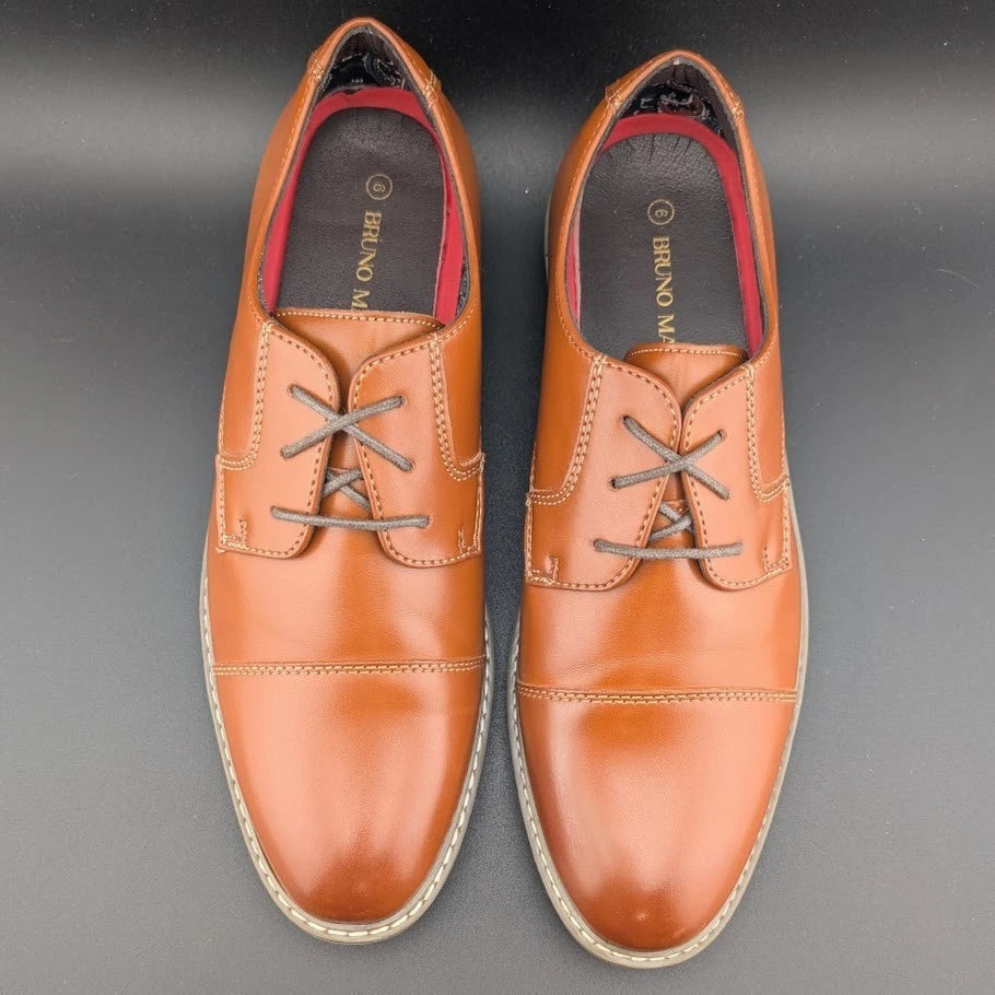 Bruno Marc Dress Shoes Cap Toe Oxford Lace Up Formal Tan Size 4Y / 6Y SoleComfort.shoes