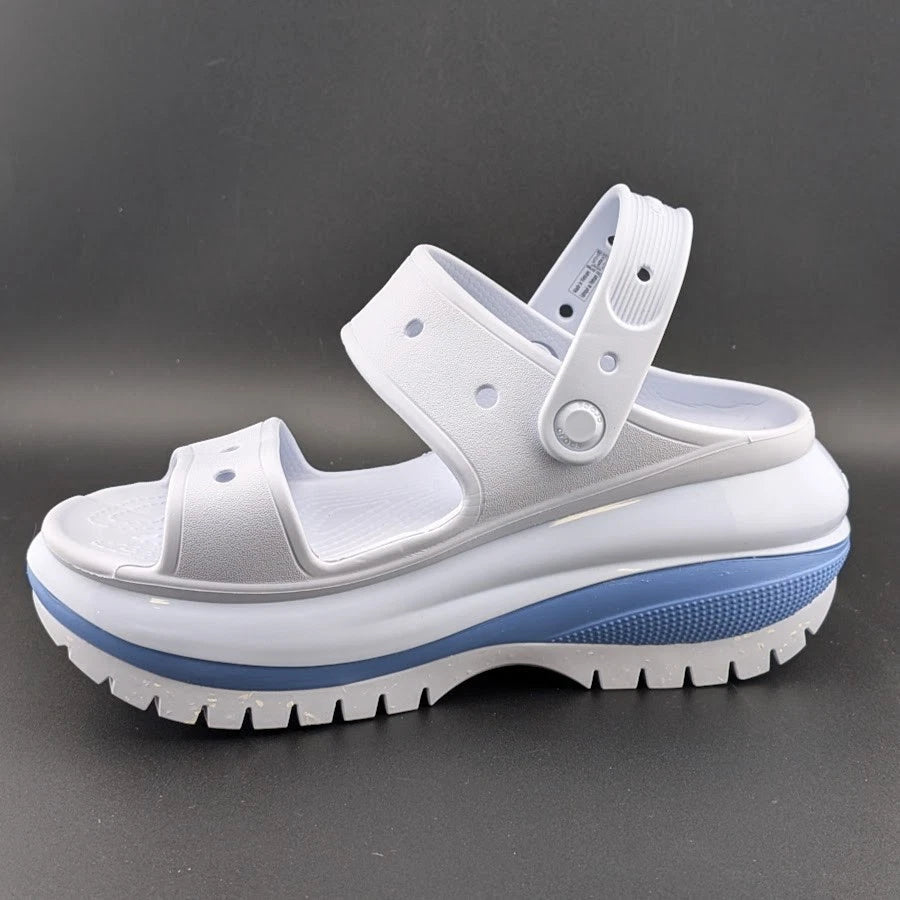 Crocs Size 7 (Wmn)/5 (Men)-Platform Mega Crush Sandals-White / Blue Chunky Comfort Crocs