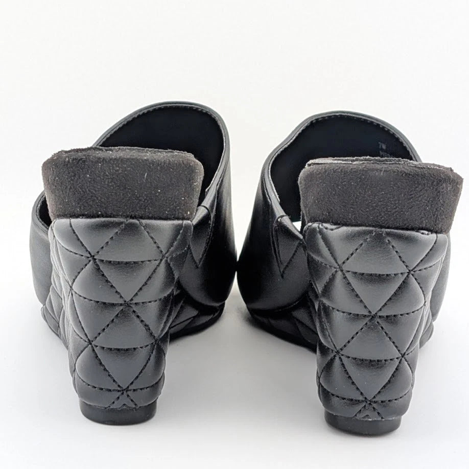 Aerosoles Women's Size 7 Wide Pierce Quilted Wedge Sandal Comfort Black Aerosoles