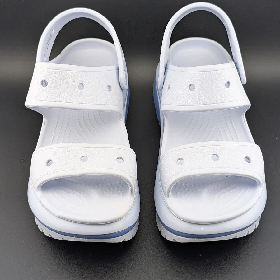 Crocs Size 7 (Wmn)/5 (Men)-Platform Mega Crush Sandals-White / Blue Chunky Comfort Crocs